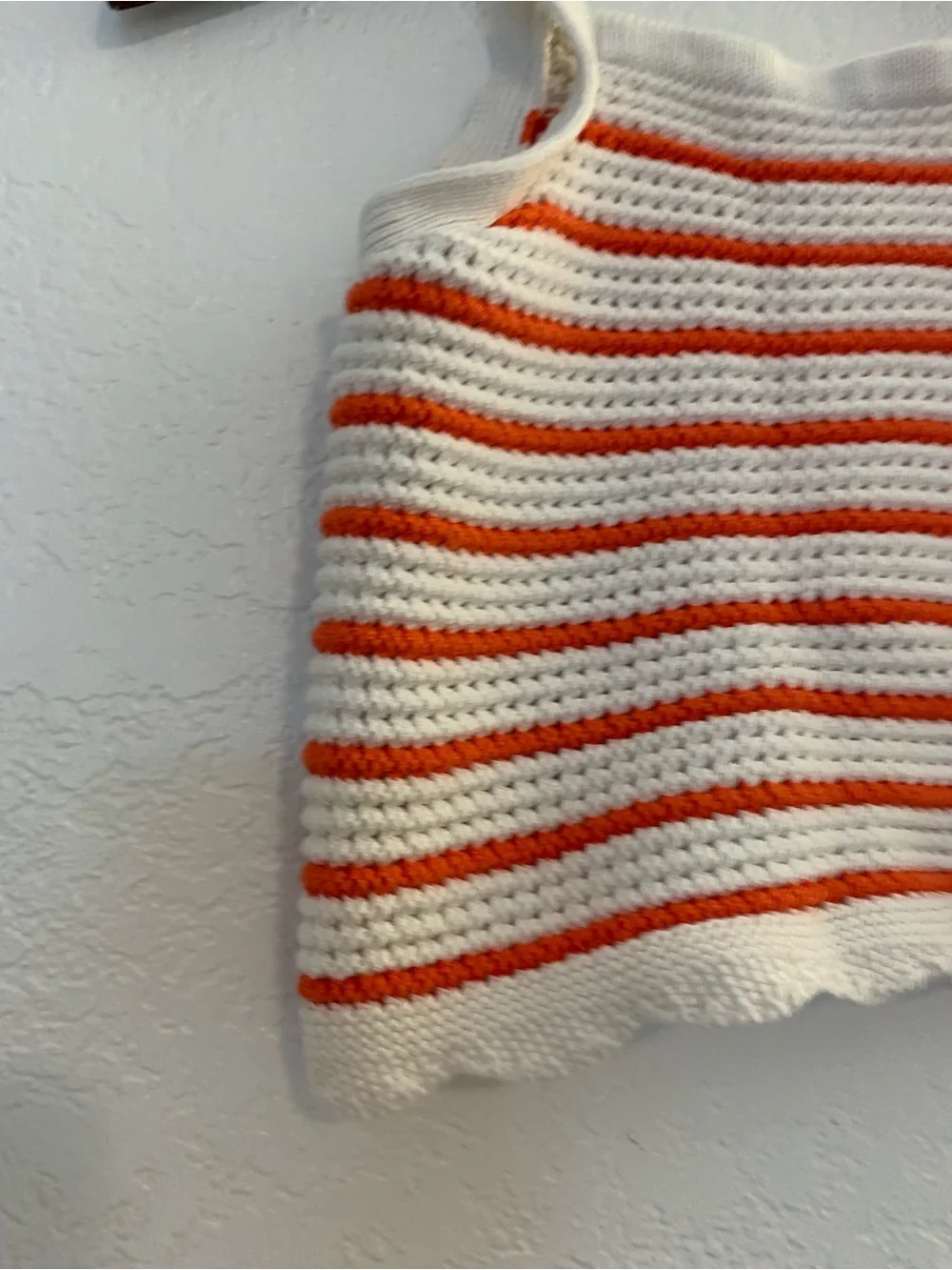 100% Cotton Amazon Essentials x Sofia Grainge Orange White Knit Top | 7-8 Years